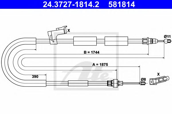 ATE 24.3727-1814.2 Трос, стояночная тормозная система для MAZDA AXELA (Мазда Аxэла) ATE 24.3727-1814.2 Трос, стояночная тормозная система для MAZDA AXELA (Мазда Аxэла)