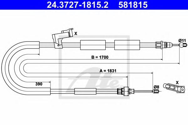 ATE 24.3727-1815.2 Трос, стояночная тормозная система для MAZDA AXELA (Мазда Аxэла) ATE 24.3727-1815.2 Трос, стояночная тормозная система для MAZDA AXELA (Мазда Аxэла)