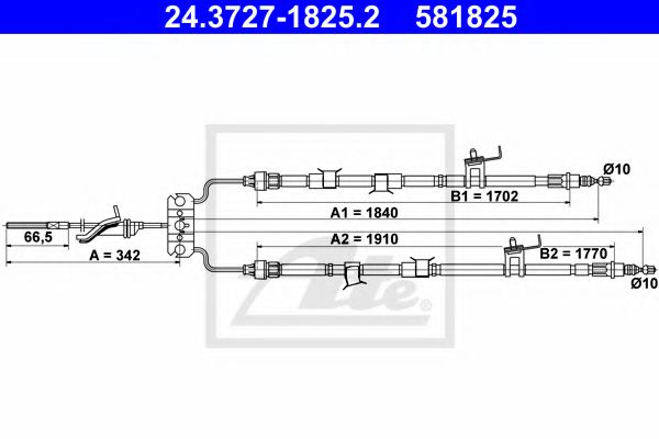 ATE 24.3727-1825.2 Трос, стояночная тормозная система для MAZDA 3 (Мазда 3) ATE 24.3727-1825.2 Трос, стояночная тормозная система для MAZDA 3 (Мазда 3)