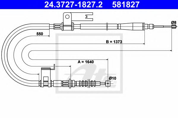 ATE 24.3727-1827.2 Трос, стояночная тормозная система для MAZDA 323 F/P VI (Мазда 323 ф/п vи) ATE 24.3727-1827.2 Трос, стояночная тормозная система для MAZDA 323 F/P VI (Мазда 323 ф/п vи)