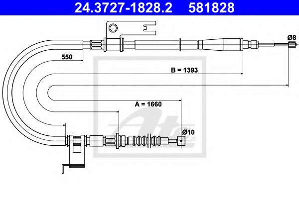 ATE 24.3727-1828.2 Трос, стояночная тормозная система для MAZDA 323 F/P VI (Мазда 323 ф/п vи) ATE 24.3727-1828.2 Трос, стояночная тормозная система для MAZDA 323 F/P VI (Мазда 323 ф/п vи)