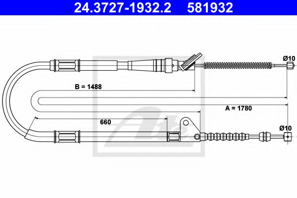 ATE 24.3727-1932.2 Трос, стояночная тормозная система для TOYOTA CARINA E (Тойота/тоета Карина е) ATE 24.3727-1932.2 Трос, стояночная тормозная система для TOYOTA CARINA E (Тойота/тоета Карина е)