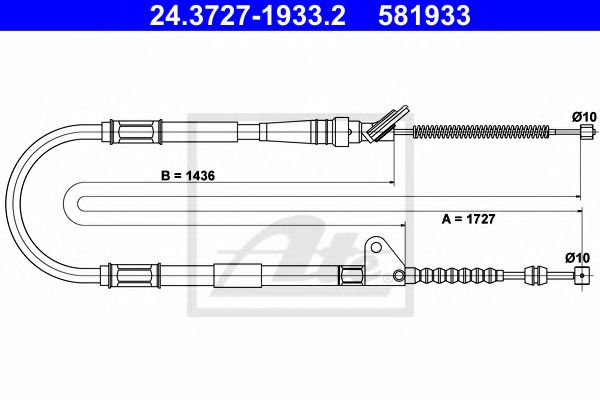 ATE 24.3727-1933.2 Трос, стояночная тормозная система для TOYOTA CARINA E (Тойота/тоета Карина е) ATE 24.3727-1933.2 Трос, стояночная тормозная система для TOYOTA CARINA E (Тойота/тоета Карина е)