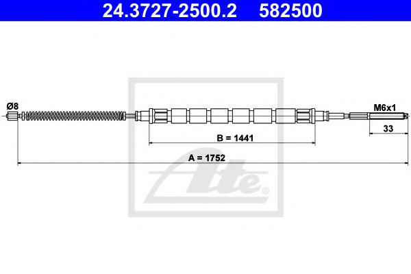 ATE 24.3727-2500.2 Трос, стояночная тормозная система для SKODA (Шкода) ATE 24.3727-2500.2 Трос, стояночная тормозная система для SKODA (Шкода)