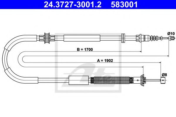 ATE 24.3727-3001.2 Трос, стояночная тормозная система для CHRYSLER DELTA (Крайслер Дэлта) ATE 24.3727-3001.2 Трос, стояночная тормозная система для CHRYSLER DELTA (Крайслер Дэлта)
