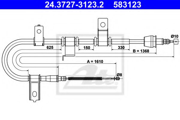 ATE 24.3727-3123.2 Трос, стояночная тормозная система для HYUNDAI TB (Хендай Тб) ATE 24.3727-3123.2 Трос, стояночная тормозная система для HYUNDAI TB (Хендай Тб)