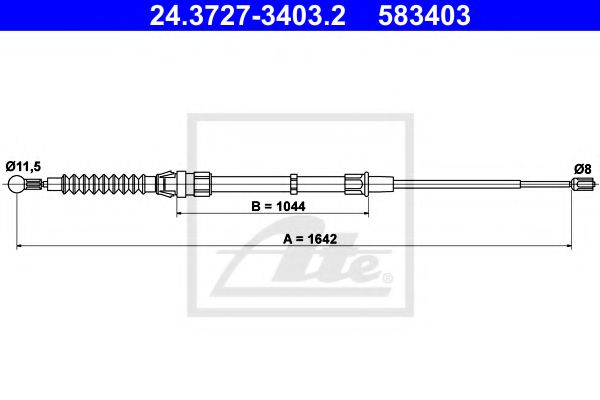 ATE 24.3727-3403.2 Трос, стояночная тормозная система для SEAT IBIZA V SPORTCOUPE (Сеат Ибица 5 спорткупе) ATE 24.3727-3403.2 Трос, стояночная тормозная система для SEAT IBIZA V SPORTCOUPE (Сеат Ибица 5 спорткупе)