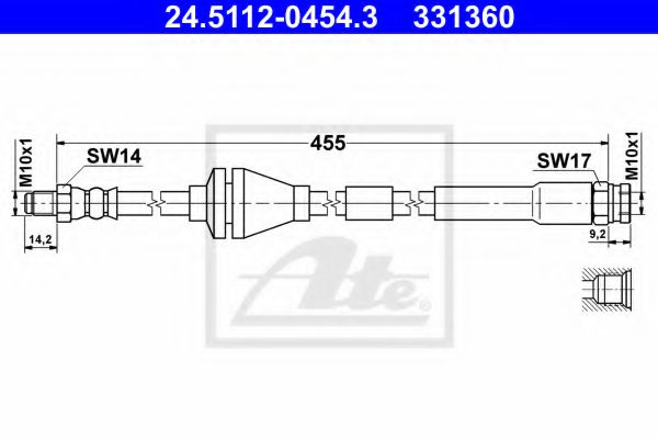 ATE 24.5112-0454.3 Тормозной шланг для FIAT (Фиат) ATE 24.5112-0454.3 Тормозной шланг для FIAT (Фиат)