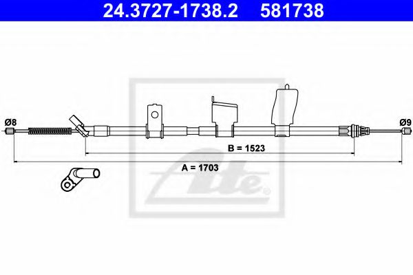 ATE 24.3727-1738.2 Трос, стояночная тормозная система для NISSAN QASHQAI 2 (Ниссан Кашкай 2) ATE 24.3727-1738.2 Трос, стояночная тормозная система для NISSAN QASHQAI 2 (Ниссан Кашкай 2)