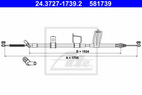 ATE 24.3727-1739.2 Трос, стояночная тормозная система для NISSAN QASHQAI 2 (Ниссан Кашкай 2) ATE 24.3727-1739.2 Трос, стояночная тормозная система для NISSAN QASHQAI 2 (Ниссан Кашкай 2)