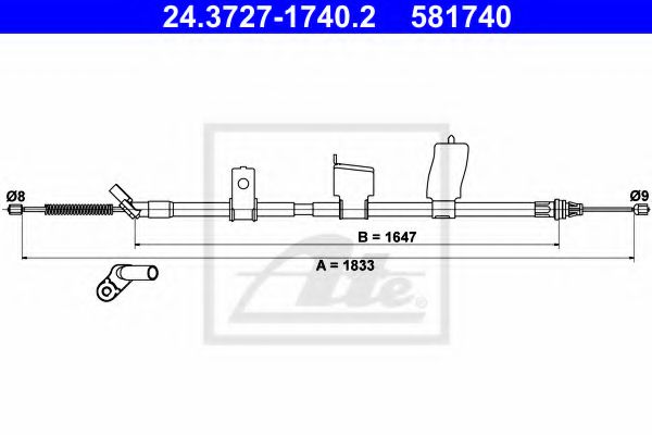 ATE 24.3727-1740.2 Трос, стояночная тормозная система для NISSAN QASHQAI 2 (Ниссан Кашкай 2) ATE 24.3727-1740.2 Трос, стояночная тормозная система для NISSAN QASHQAI 2 (Ниссан Кашкай 2)