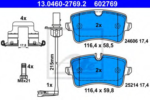 ATE 13.0460-2769.2 Тормозные колодки для AUDI A7 (Ауди А7) ATE 13.0460-2769.2 Тормозные колодки для AUDI A7 (Ауди А7)
