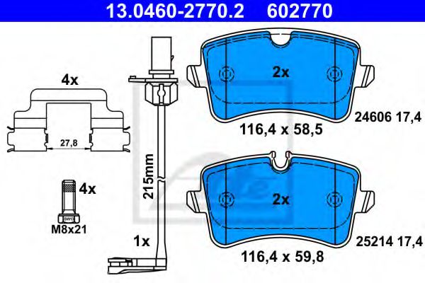 ATE 13.0460-2770.2 Тормозные колодки для AUDI A7 (Ауди А7) ATE 13.0460-2770.2 Тормозные колодки для AUDI A7 (Ауди А7)
