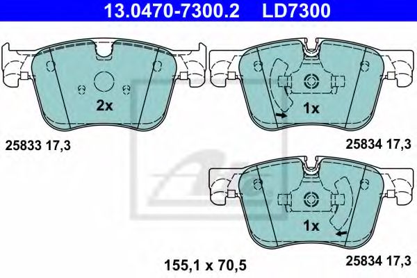 ATE 13.0470-7300.2 Тормозные колодки для CITROËN C4 PICASSO II (CитроËн С4 пикассо 2) ATE 13.0470-7300.2 Тормозные колодки для CITROËN C4 PICASSO II (CитроËн С4 пикассо 2)