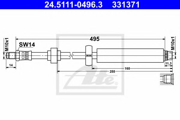ATE 24.5111-0496.3 Тормозной шланг для CITROËN C3 II (CитроËн С3 2) ATE 24.5111-0496.3 Тормозной шланг для CITROËN C3 II (CитроËн С3 2)