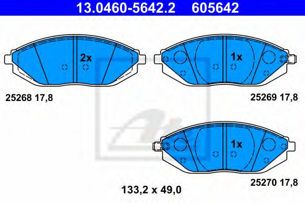 ATE 13.0460-5642.2 Тормозные колодки для CHEVROLET BEAT (Шевроле Бэат) ATE 13.0460-5642.2 Тормозные колодки для CHEVROLET BEAT (Шевроле Бэат)
