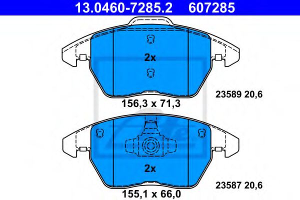 ATE 13.0460-7285.2 Тормозные колодки для VOLKSWAGEN (Фольксваген) ATE 13.0460-7285.2 Тормозные колодки для VOLKSWAGEN (Фольксваген)