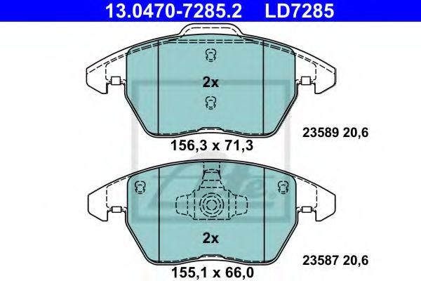 ATE 13.0470-7285.2 Тормозные колодки для VOLKSWAGEN (Фольксваген) ATE 13.0470-7285.2 Тормозные колодки для VOLKSWAGEN (Фольксваген)