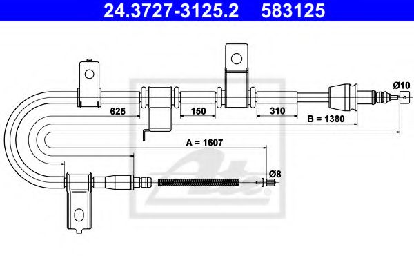 ATE 24.3727-3125.2 Трос, стояночная тормозная система для HYUNDAI TB (Хендай Тб) ATE 24.3727-3125.2 Трос, стояночная тормозная система для HYUNDAI TB (Хендай Тб)