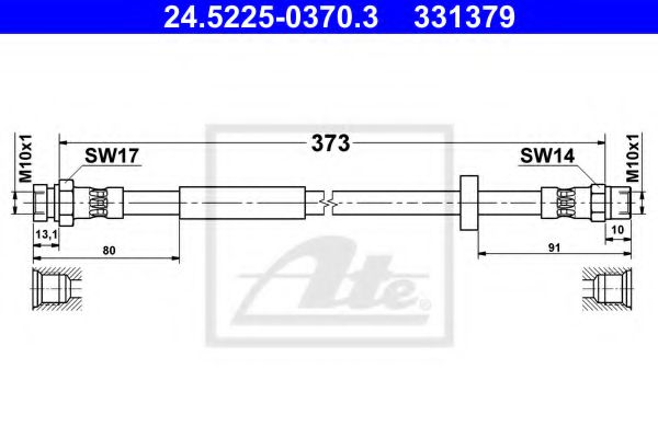 ATE 24.5225-0370.3 Тормозной шланг для SEAT ALHAMBRA (Сеат Альхамбра) ATE 24.5225-0370.3 Тормозной шланг для SEAT ALHAMBRA (Сеат Альхамбра)