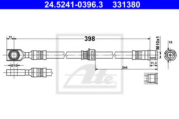 ATE 24.5241-0396.3 Тормозной шланг для OPEL ASTRA G (Опель Астра г) ATE 24.5241-0396.3 Тормозной шланг для OPEL ASTRA G (Опель Астра г)