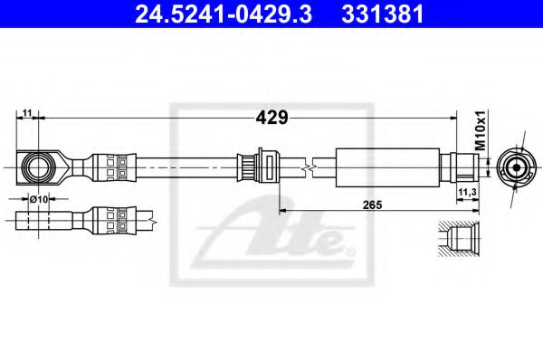 ATE 24.5241-0429.3 Тормозной шланг для OPEL MERIVA B (Опель Мерива б) ATE 24.5241-0429.3 Тормозной шланг для OPEL MERIVA B (Опель Мерива б)