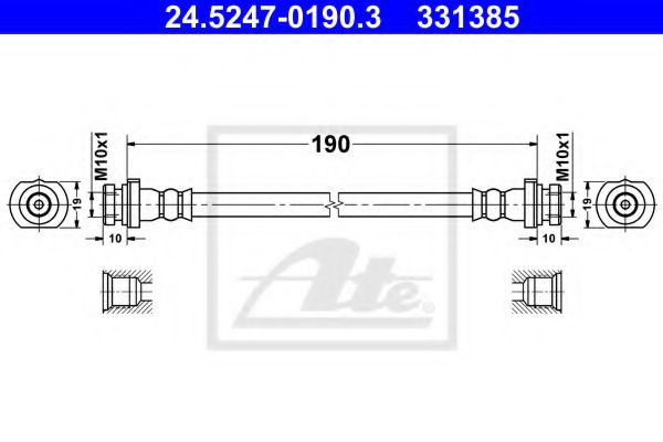 ATE 24.5247-0190.3 Тормозной шланг для NISSAN DUALIS (Ниссан Дуалис) ATE 24.5247-0190.3 Тормозной шланг для NISSAN DUALIS (Ниссан Дуалис)
