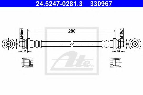ATE 24.5247-0281.3 Тормозной шланг для NISSAN (Ниссан)