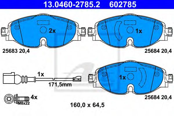 ATE 13.0460-2785.2 Тормозные колодки для VOLKSWAGEN (Фольксваген) ATE 13.0460-2785.2 Тормозные колодки для VOLKSWAGEN (Фольксваген)