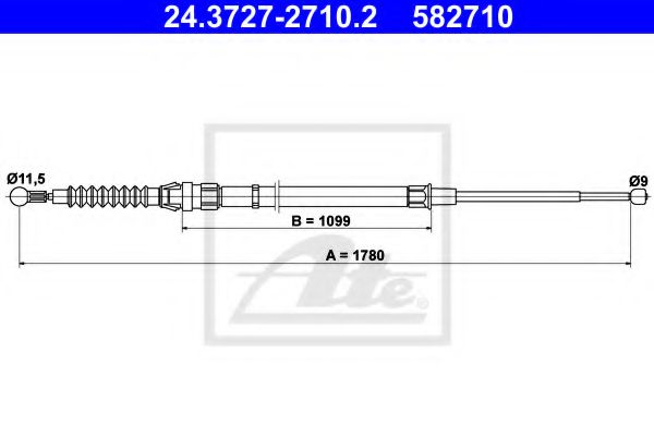 ATE 24.3727-2710.2 Трос, стояночная тормозная система для SKODA RAPID (Шкода Рапид) ATE 24.3727-2710.2 Трос, стояночная тормозная система для SKODA RAPID (Шкода Рапид)