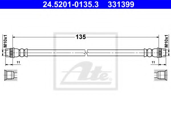 ATE 24.5201-0135.3 Тормозной шланг для RENAULT MEGANE CC (Рено Меган сс) ATE 24.5201-0135.3 Тормозной шланг для RENAULT MEGANE CC (Рено Меган сс)