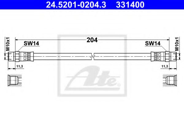 ATE 24.5201-0204.3 Тормозной шланг для VOLVO C70 I (Вольво C70 и) ATE 24.5201-0204.3 Тормозной шланг для VOLVO C70 I (Вольво C70 и)
