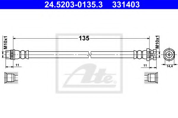 ATE 24.5203-0135.3 Тормозной шланг для RENAULT MEGANE CC (Рено Меган сс) ATE 24.5203-0135.3 Тормозной шланг для RENAULT MEGANE CC (Рено Меган сс)