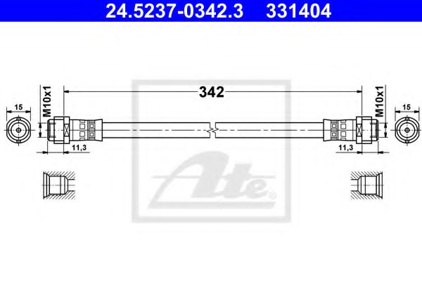 ATE 24.5237-0342.3 Тормозной шланг для MERCEDES-BENZ A-CLASS (Мэрcэдэс-бэнз А класс) ATE 24.5237-0342.3 Тормозной шланг для MERCEDES-BENZ A-CLASS (Мэрcэдэс-бэнз А класс)