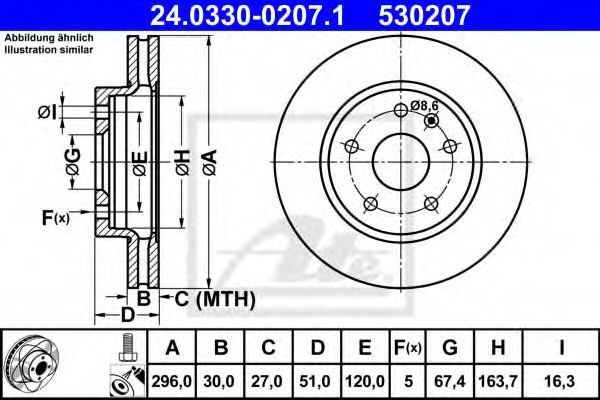 ATE 24.0330-0207.1 Тормозной диск для OPEL (Опель) ATE 24.0330-0207.1 Тормозной диск для OPEL (Опель)