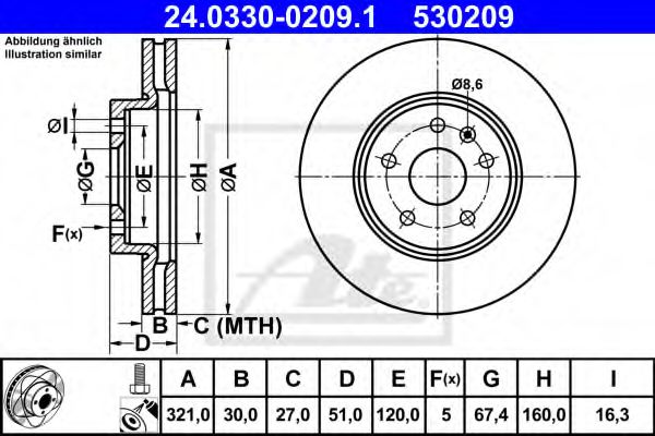 ATE 24.0330-0209.1 Тормозной диск для OPEL (Опель) ATE 24.0330-0209.1 Тормозной диск для OPEL (Опель)