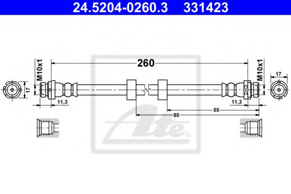 ATE 24.5204-0260.3 Тормозной шланг для FORD (Форд) ATE 24.5204-0260.3 Тормозной шланг для FORD (Форд)
