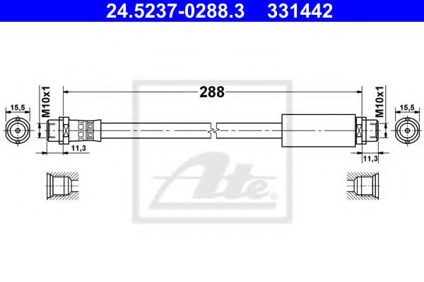 ATE 24.5237-0288.3 Тормозной шланг для AUDI 90 (Ауди 90) ATE 24.5237-0288.3 Тормозной шланг для AUDI 90 (Ауди 90)