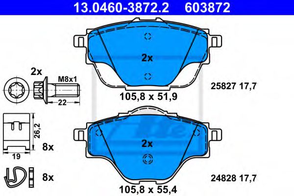 ATE 13.0460-3872.2 Тормозные колодки для CITROËN C4 PICASSO II (CитроËн С4 пикассо 2) ATE 13.0460-3872.2 Тормозные колодки для CITROËN C4 PICASSO II (CитроËн С4 пикассо 2)