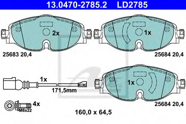 ATE 13.0470-2785.2 Тормозные колодки для VOLKSWAGEN (Фольксваген) ATE 13.0470-2785.2 Тормозные колодки для VOLKSWAGEN (Фольксваген)