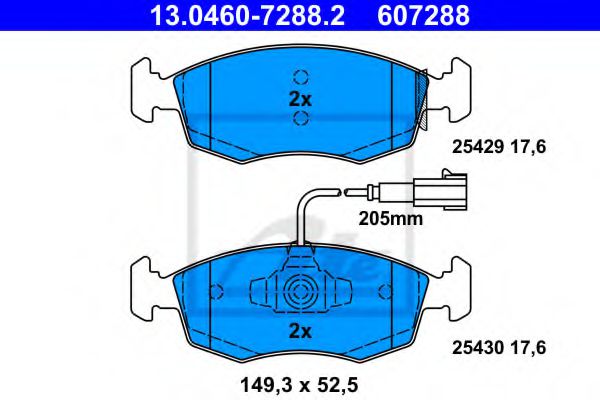 ATE 13.0460-7288.2 Тормозные колодки для FIAT 500 C (Фиат 500 c) ATE 13.0460-7288.2 Тормозные колодки для FIAT 500 C (Фиат 500 c)