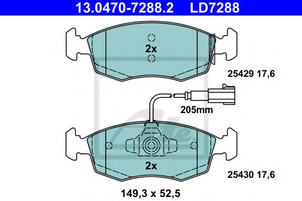 ATE 13.0470-7288.2 Тормозные колодки для FIAT 500 C (Фиат 500 c) ATE 13.0470-7288.2 Тормозные колодки для FIAT 500 C (Фиат 500 c)