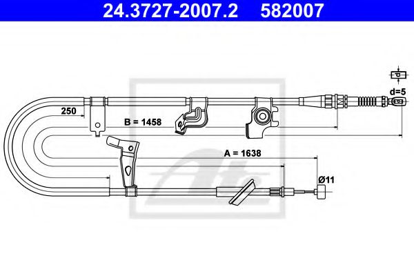 ATE 24.3727-2007.2 Трос, стояночная тормозная система для SUZUKI (Сузуки) ATE 24.3727-2007.2 Трос, стояночная тормозная система для SUZUKI (Сузуки)