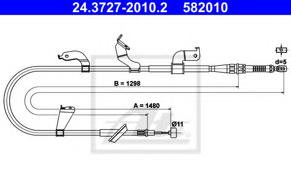 ATE 24.3727-2010.2 Трос, стояночная тормозная система для SUZUKI (Сузуки) ATE 24.3727-2010.2 Трос, стояночная тормозная система для SUZUKI (Сузуки)