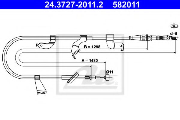 ATE 24.3727-2011.2 Трос, стояночная тормозная система для SUZUKI (Сузуки) ATE 24.3727-2011.2 Трос, стояночная тормозная система для SUZUKI (Сузуки)