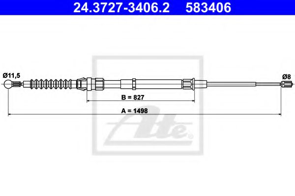 ATE 24.3727-3406.2 Трос, стояночная тормозная система для VOLKSWAGEN (Фольксваген) ATE 24.3727-3406.2 Трос, стояночная тормозная система для VOLKSWAGEN (Фольксваген)
