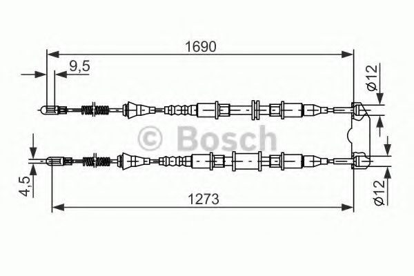 BOSCH 1 987 477 129 Трос, стояночная тормозная система справа для OPEL (Опель) BOSCH 1 987 477 129 Трос, стояночная тормозная система справа для OPEL (Опель)