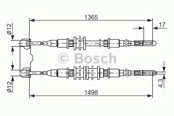 BOSCH 1 987 477 130 Трос, стояночная тормозная система справа для OPEL (Опель)