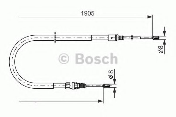 BOSCH 1 987 477 237 Трос, стояночная тормозная система справа для PEUGEOT (Пежо) BOSCH 1 987 477 237 Трос, стояночная тормозная система справа для PEUGEOT (Пежо)