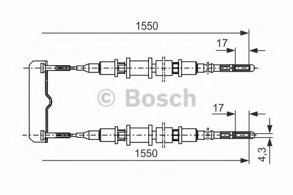 BOSCH 1 987 477 250 Трос, стояночная тормозная система справа для OPEL OMEGA A (Опель Омэга а) BOSCH 1 987 477 250 Трос, стояночная тормозная система справа для OPEL OMEGA A (Опель Омэга а)